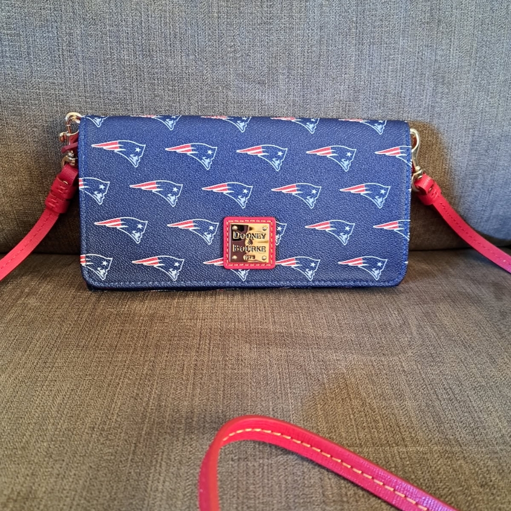 Dooney & Bourke Navy and Red Crossbody Bag Patriots Football Team Themed